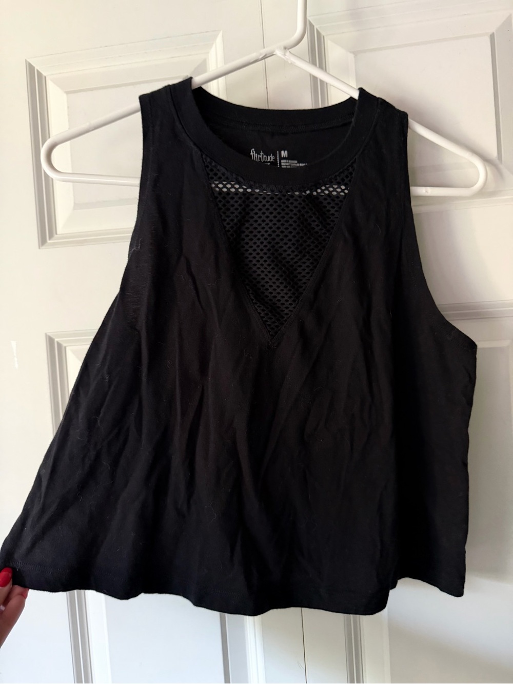 Black Mesh V-Insert Tank Top